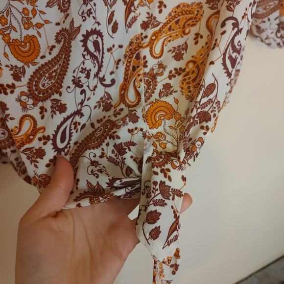 Stella Tweed Size Medium M Blouse Paisley Sheer Light Weight Top Boho - Picture 8 of 10